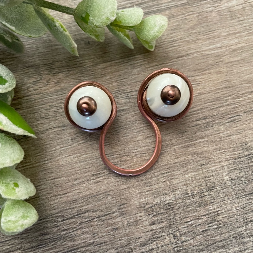 Copper eye puppet adjustable handmade rings - Picture 10 of 11